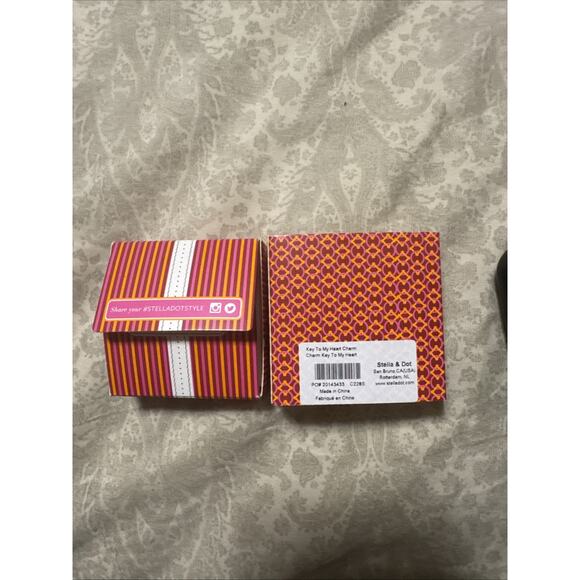 Stella And Dot 925 Key To My Heart Charm Pendant Sterling Silver with box 1.5” - Picture 5 of 6